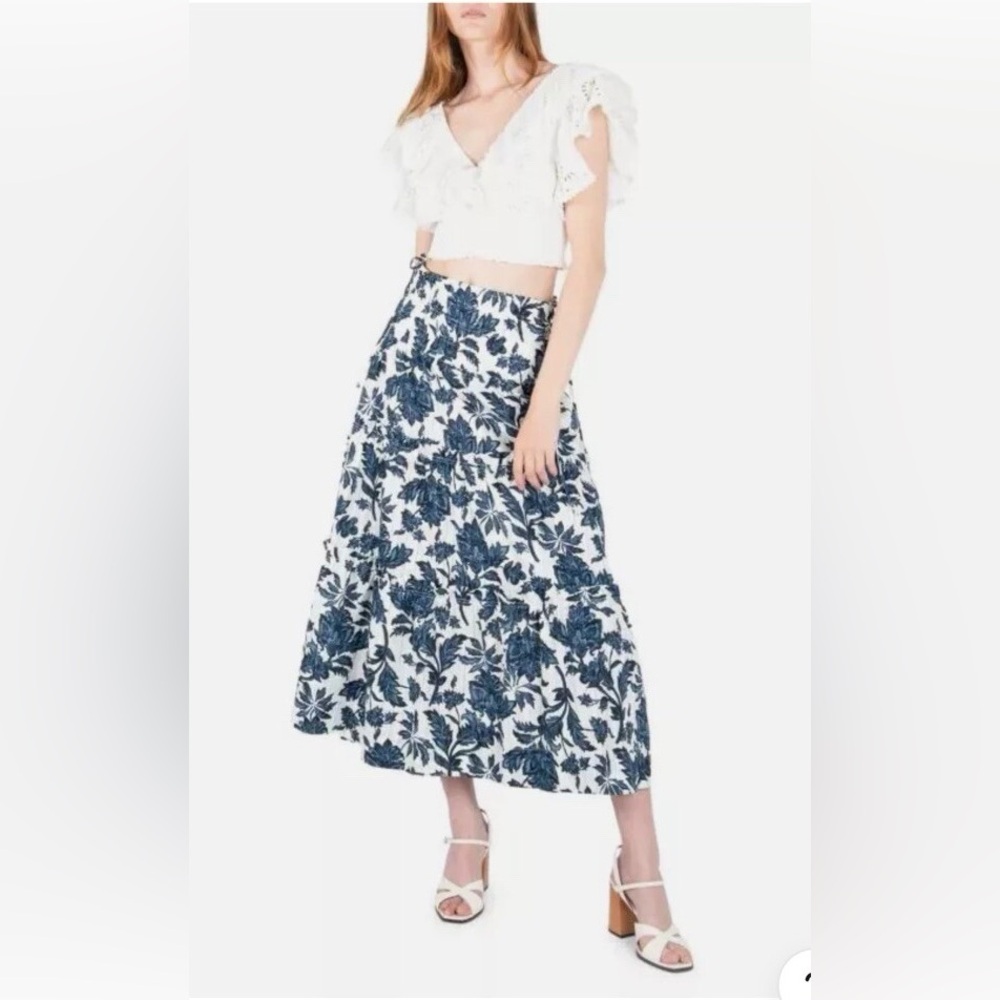 Super Natural by Secret Mission Blue & White Ellie Floral Skirt